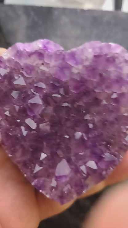 Amethyst Drusy Heart 1 : A Unique and Artistic Home Deco or Meditation Crystal Piece