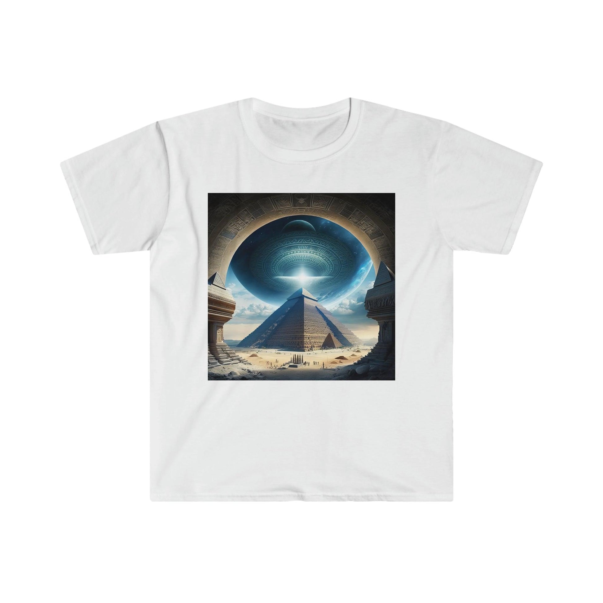 Psychedelic Ai Art Men's and Women's Unisex T-Shirt for Festival and Street Wear Pyramids v5.1 - Alchemystics.org