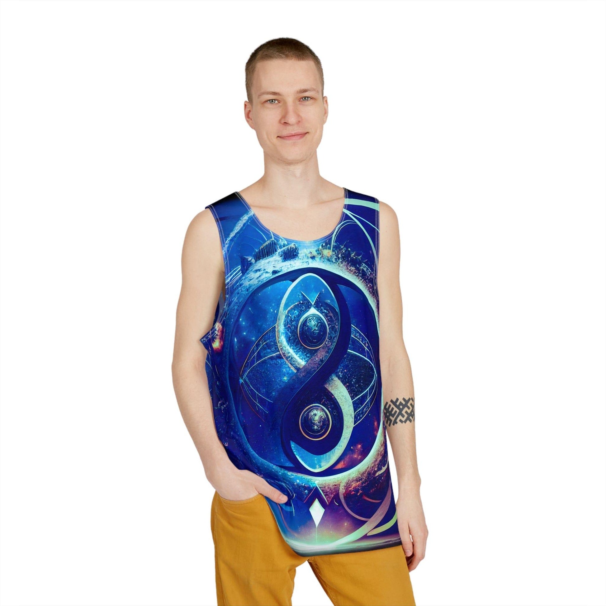 Sacred Geometry Infinity Blue Tank Top Shirt Custom Sublimation Print All-Over Design Tank Top - Stylish Comfort for Gym and Streetwear - Alchemystics.org