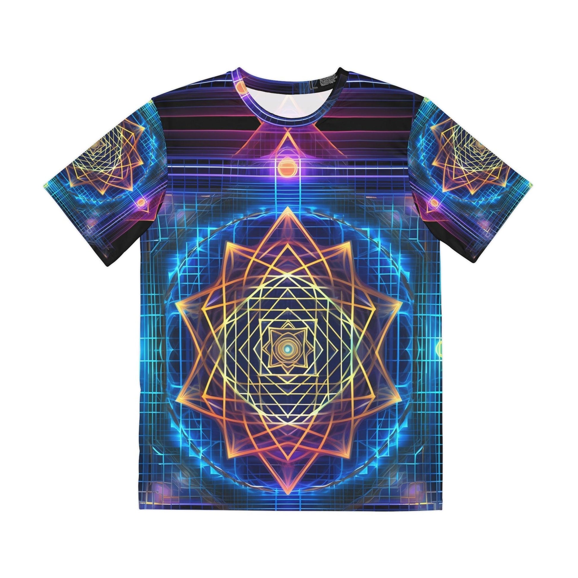 Sri Yantra 3D Sacred Geometry Octane Colorful Symmetrical Sublimation-Digital AI Art T-Shirt for Street or Festival Wear - Alchemystics.org