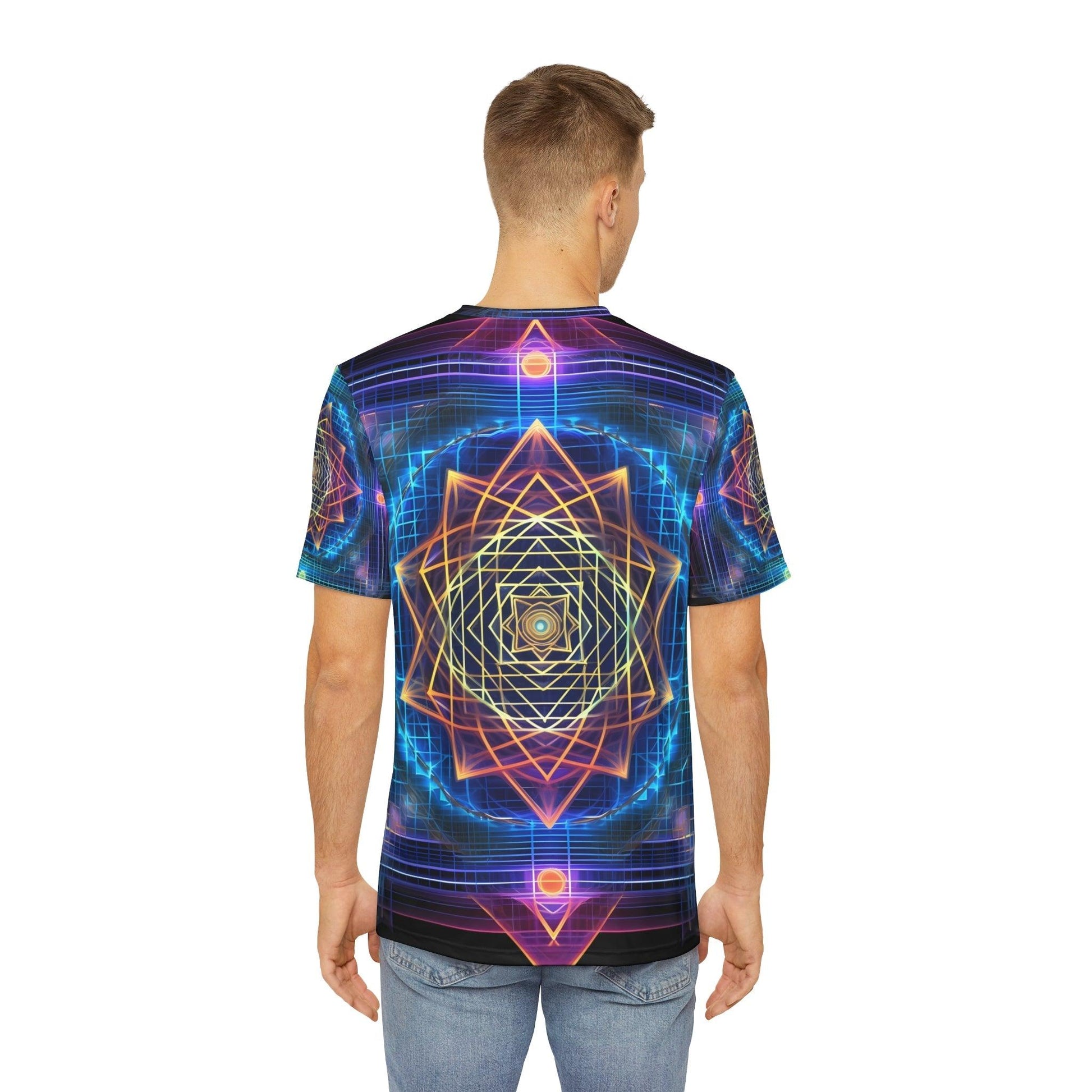 Sri Yantra 3D Sacred Geometry Octane Colorful Symmetrical Sublimation-Digital AI Art T-Shirt for Street or Festival Wear - Alchemystics.org