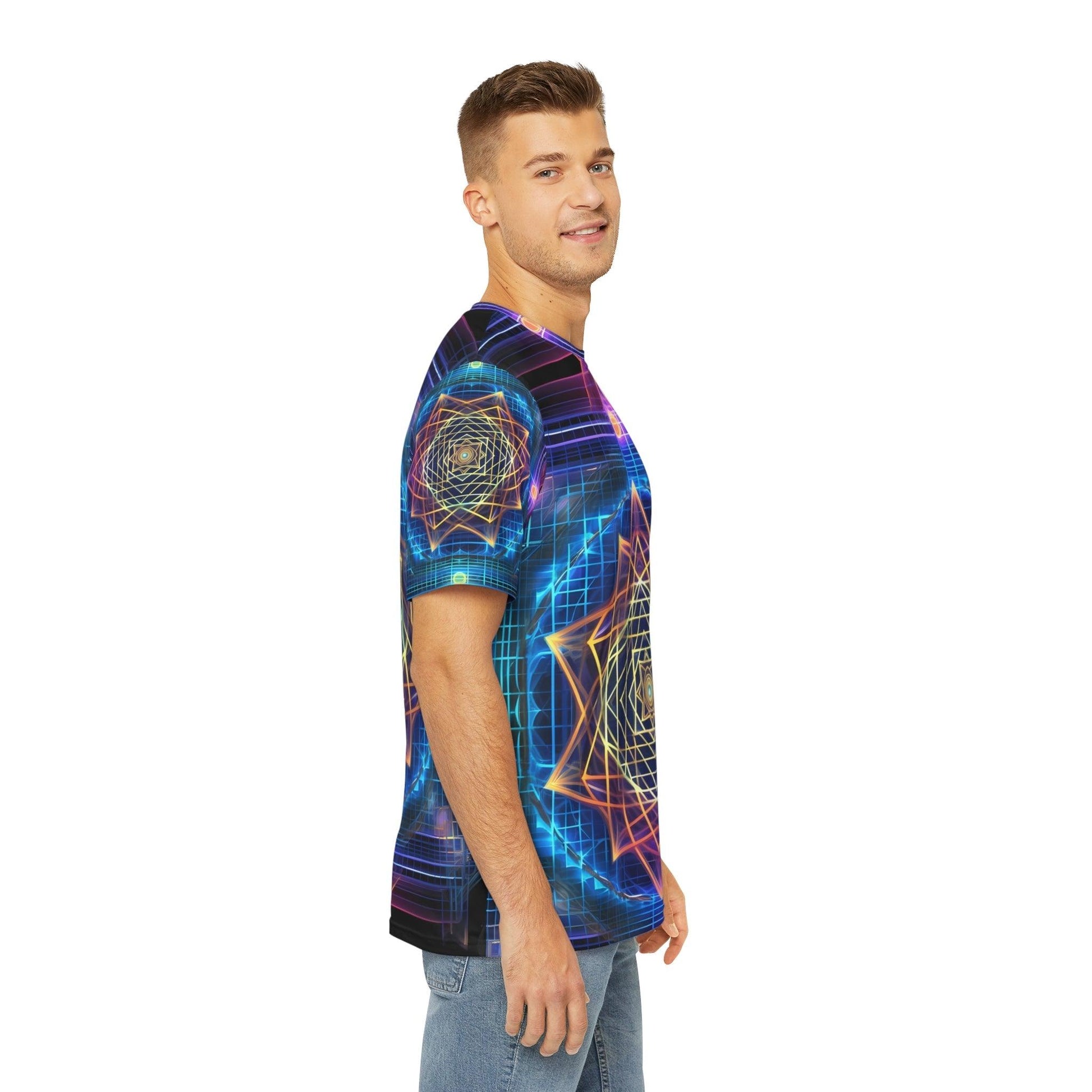 Sri Yantra 3D Sacred Geometry Octane Colorful Symmetrical Sublimation-Digital AI Art T-Shirt for Street or Festival Wear - Alchemystics.org