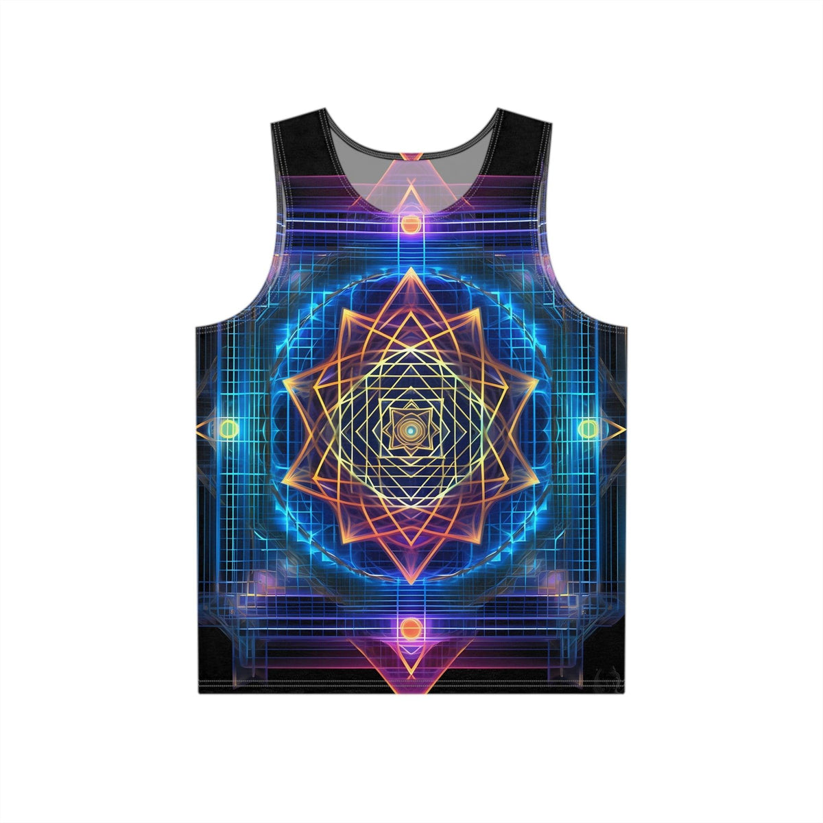 Sri Yantra 3D Sacred Geometry Octane Colorful Symmetrical Sublimation Tank Top for Him - Stylish Comfort for Festival Street Activewear and More - Art of Meta Zen