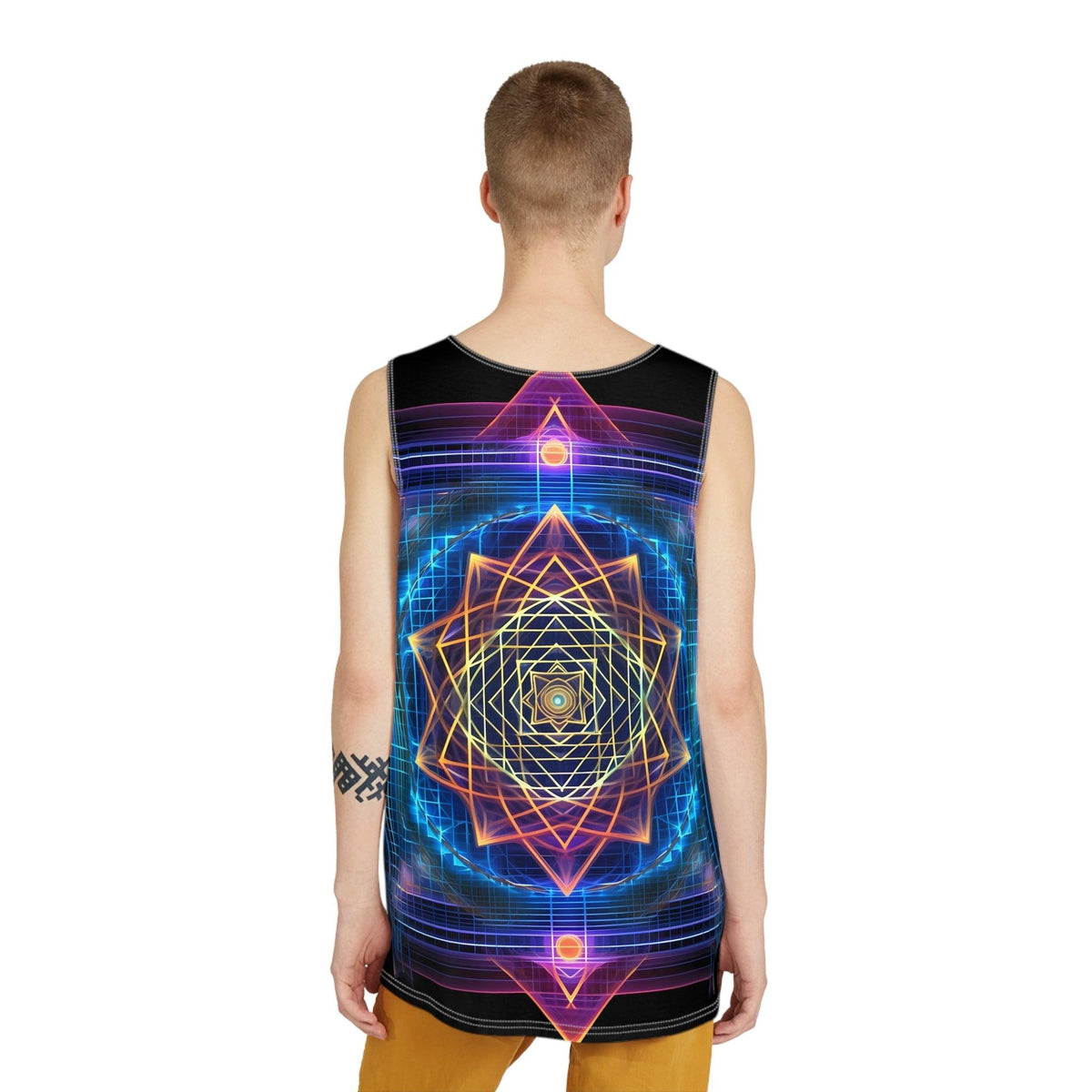 Sri Yantra 3D Sacred Geometry Octane Colorful Symmetrical Sublimation Tank Top for Him - Stylish Comfort for Festival Street Activewear and More - Art of Meta Zen