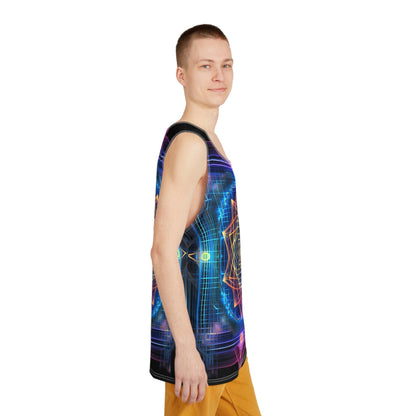 Sri Yantra 3D Sacred Geometry Octane Colorful Symmetrical Sublimation Tank Top for Him - Stylish Comfort for Festival Street Activewear and More - Art of Meta Zen