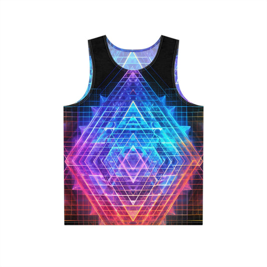 Sri Yantra 3D v2.1 Sacred Geometry Octane Colorful Symmetrical Sublimation Tank Top for Him - Stylish Comfort for Festival Street Activewear and More - Alchemystics.org