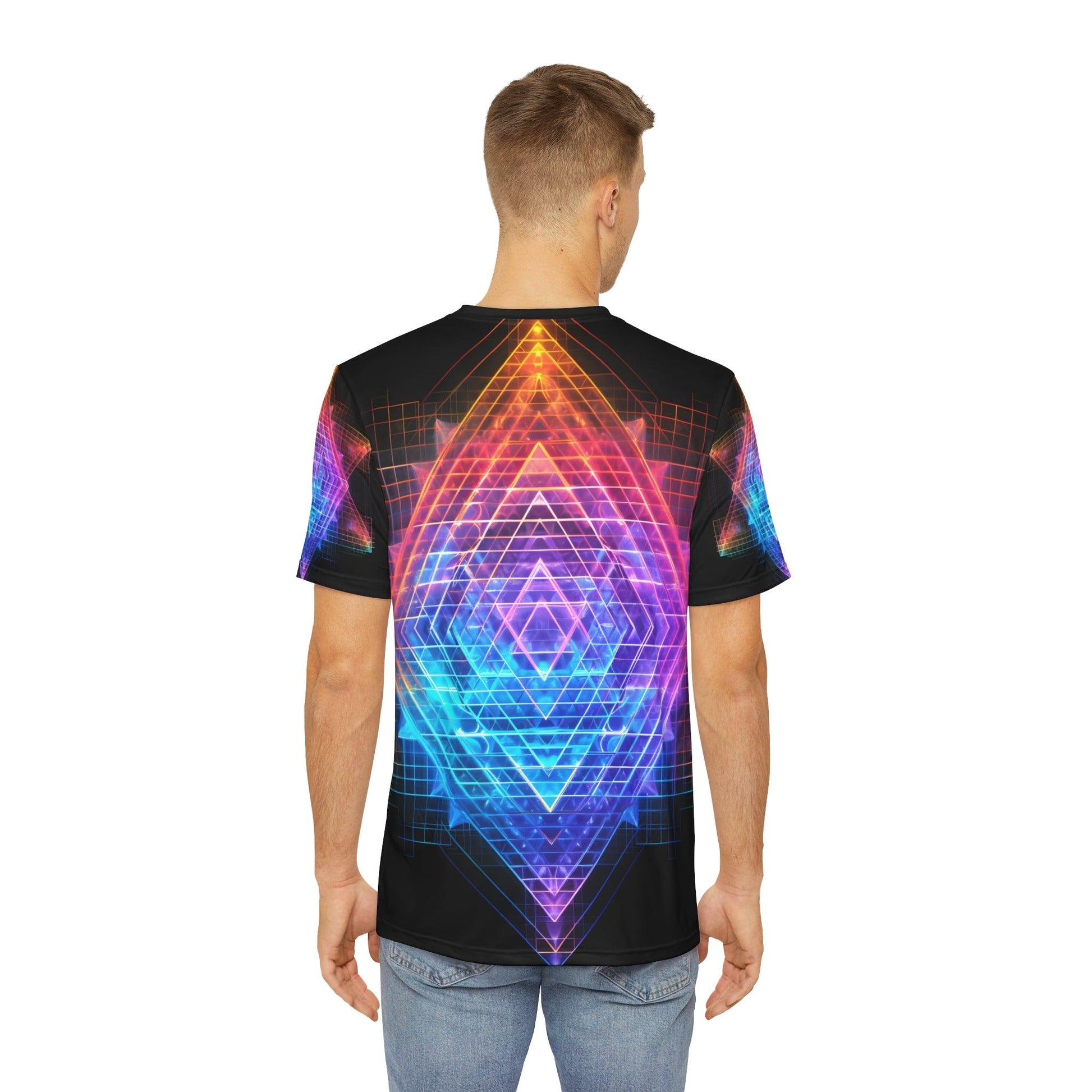 Sri Yantra 3D v2 Sacred Geometry Octane Colorful Symmetrical Sublimation - All Over Print (AOP) - Digital AI Art T-Shirt for Street or Festival Wear - Alchemystics.org