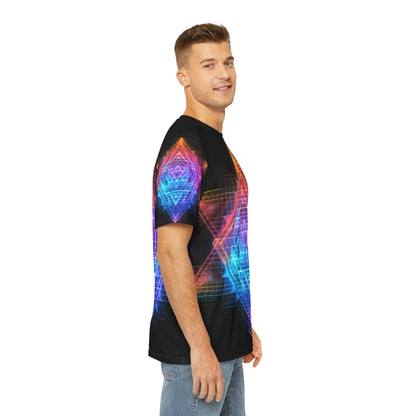 Sri Yantra 3D v2 Sacred Geometry Octane Colorful Symmetrical Sublimation - All Over Print (AOP) - Digital AI Art T-Shirt for Street or Festival Wear - Alchemystics.org