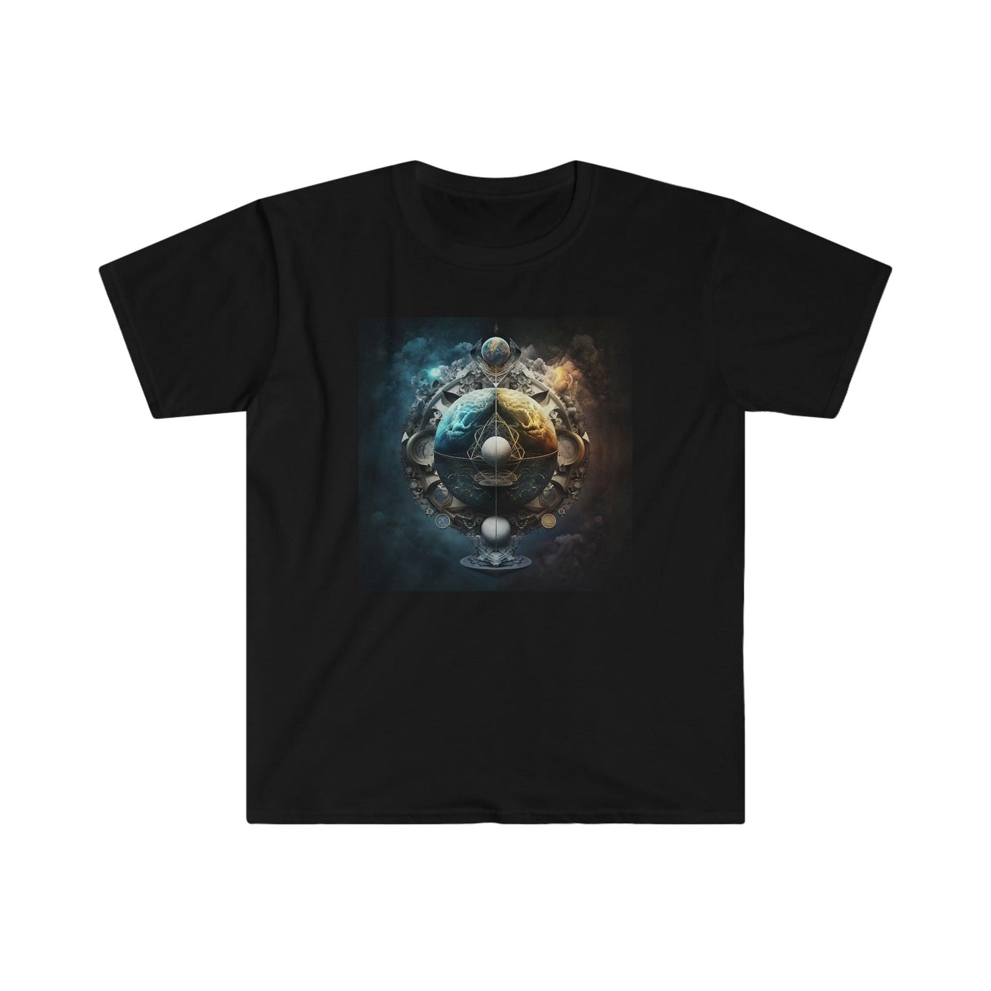 Symmetry of Worlds : Embrace the Perfect Balance of Order and Chaos - Visionary Psychedelic Ai Art Men's and Women's Unisex Soft Style T-Shirt for Festival and Street Wear - Alchemystics.org