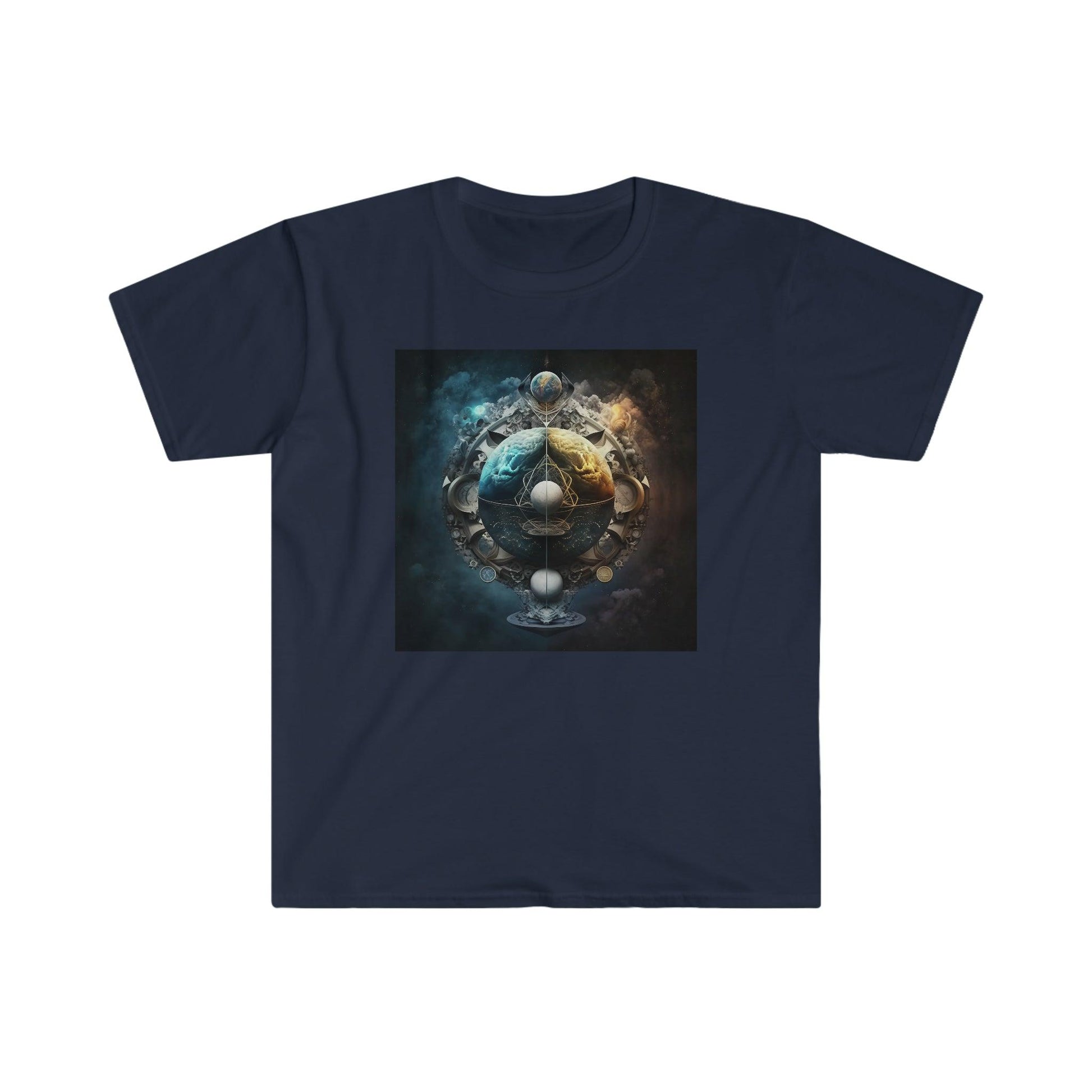 Symmetry of Worlds : Embrace the Perfect Balance of Order and Chaos - Visionary Psychedelic Ai Art Men's and Women's Unisex Soft Style T-Shirt for Festival and Street Wear - Alchemystics.org