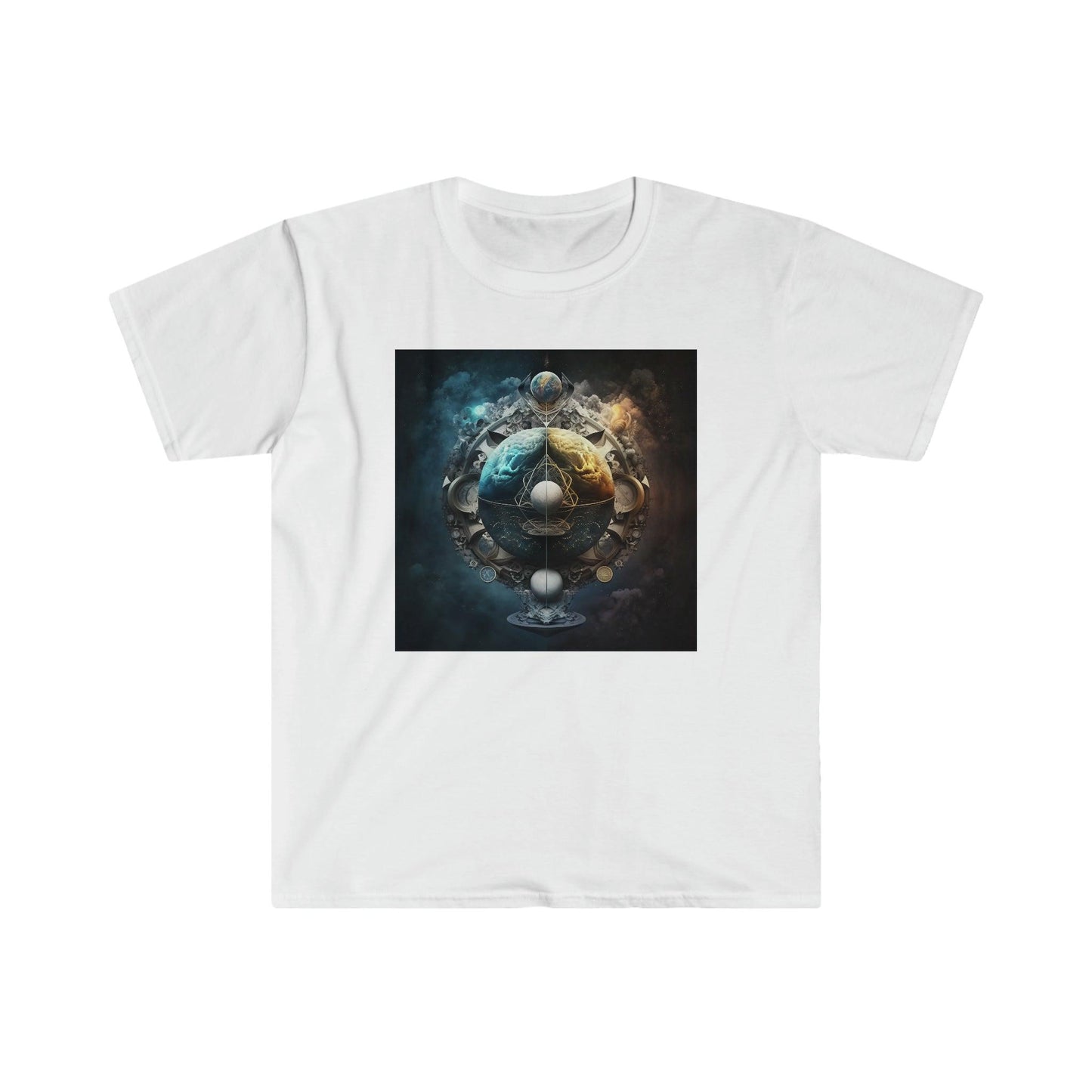 Symmetry of Worlds : Embrace the Perfect Balance of Order and Chaos - Visionary Psychedelic Ai Art Men's and Women's Unisex Soft Style T-Shirt for Festival and Street Wear - Alchemystics.org