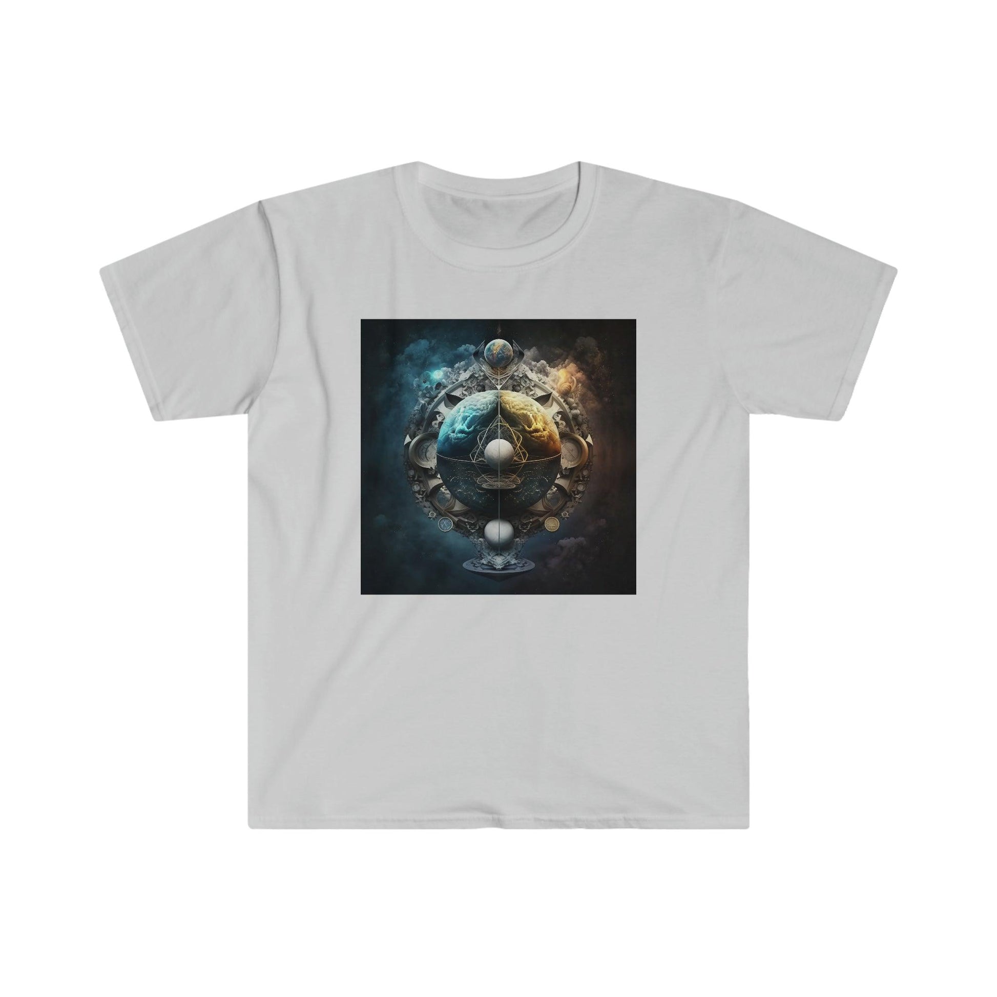Symmetry of Worlds : Embrace the Perfect Balance of Order and Chaos - Visionary Psychedelic Ai Art Men's and Women's Unisex Soft Style T-Shirt for Festival and Street Wear - Alchemystics.org