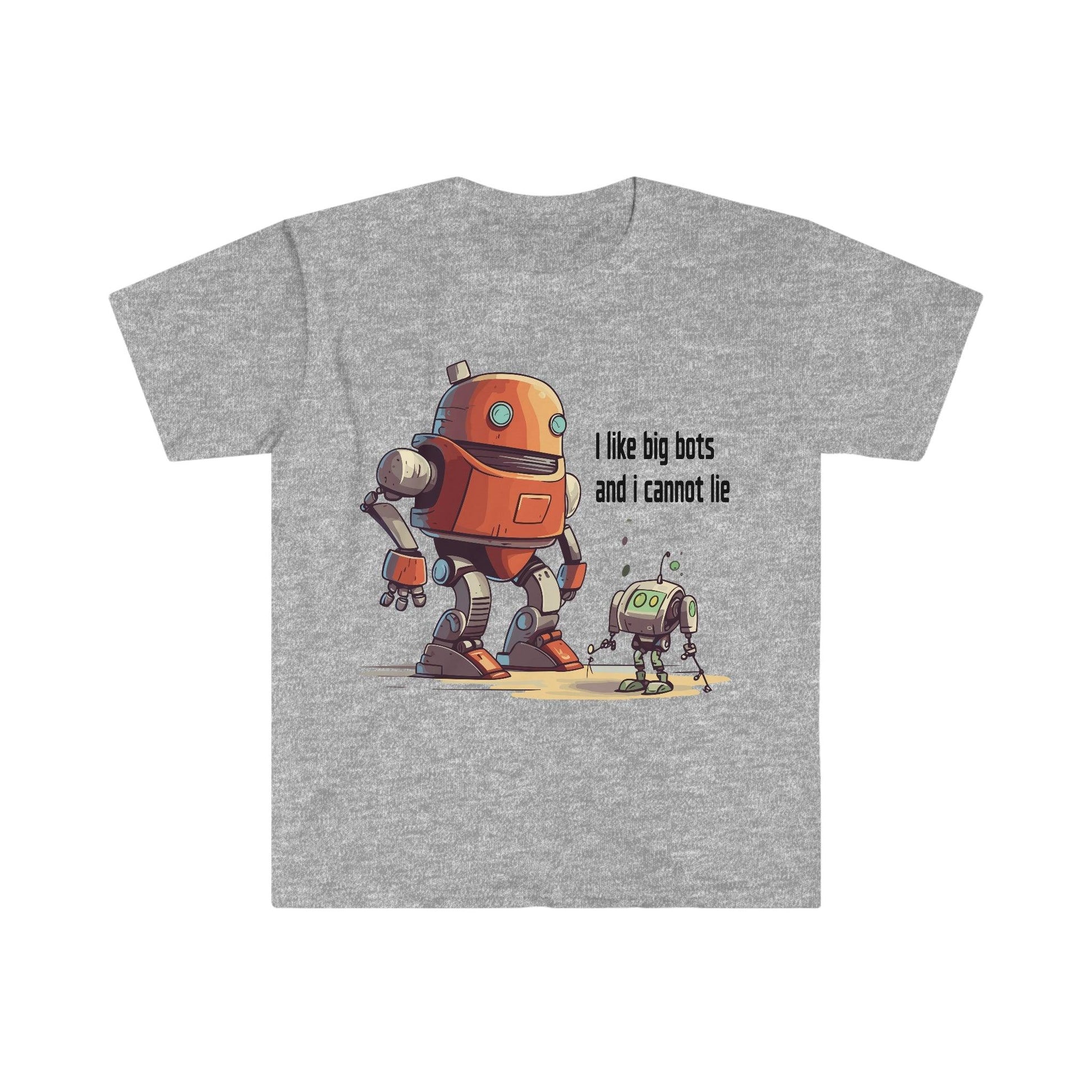 Tech Programmer Database Admin Web Developer Robot T-Shirt | I Like Big Bots | Men's and Women's Unisex Soft Style | Front Only - Alchemystics.org