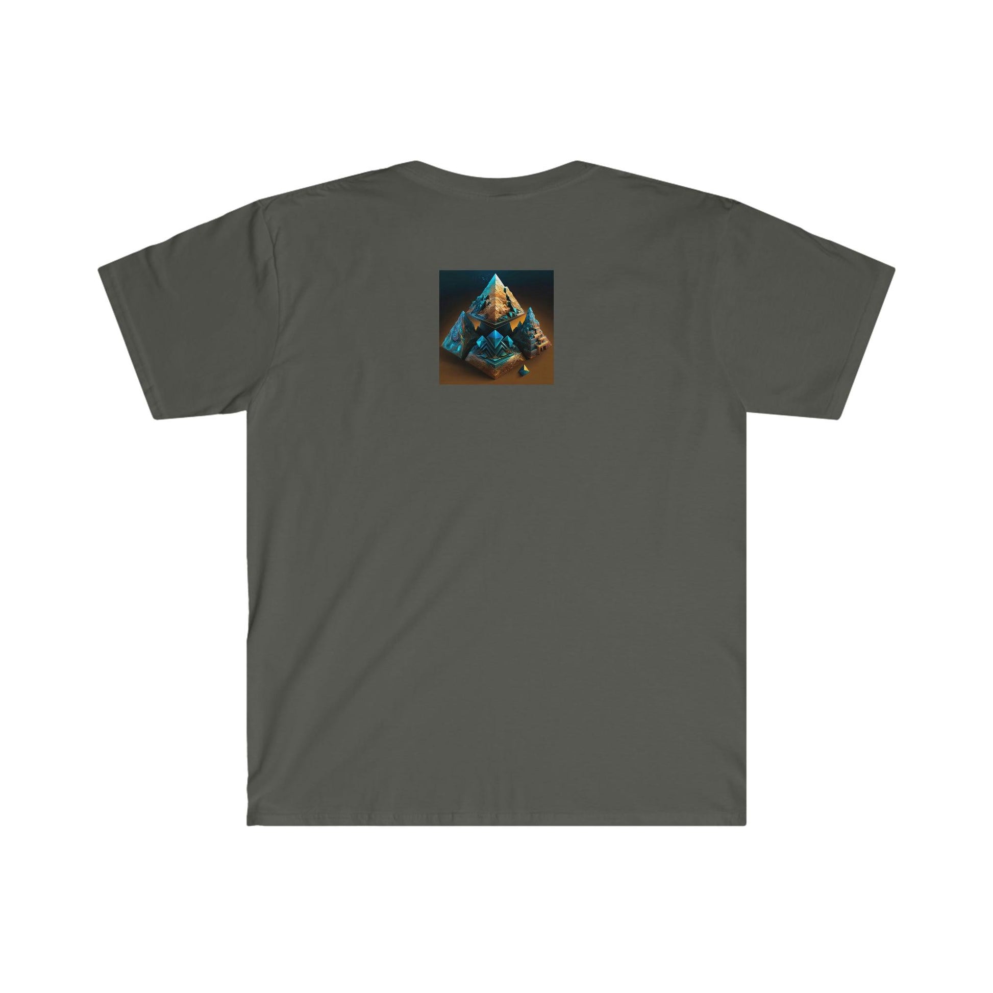 Visionary Ai Art Men's and Women's Unisex Soft Style T-Shirt for Festival and Street Wear Pyramids v3.1 - Alchemystics.org