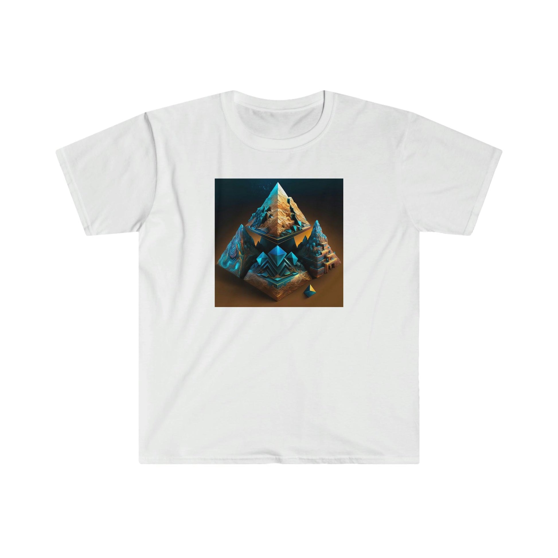 Visionary Ai Art Men's and Women's Unisex Soft Style T-Shirt for Festival and Street Wear Pyramids v3.1 - Alchemystics.org