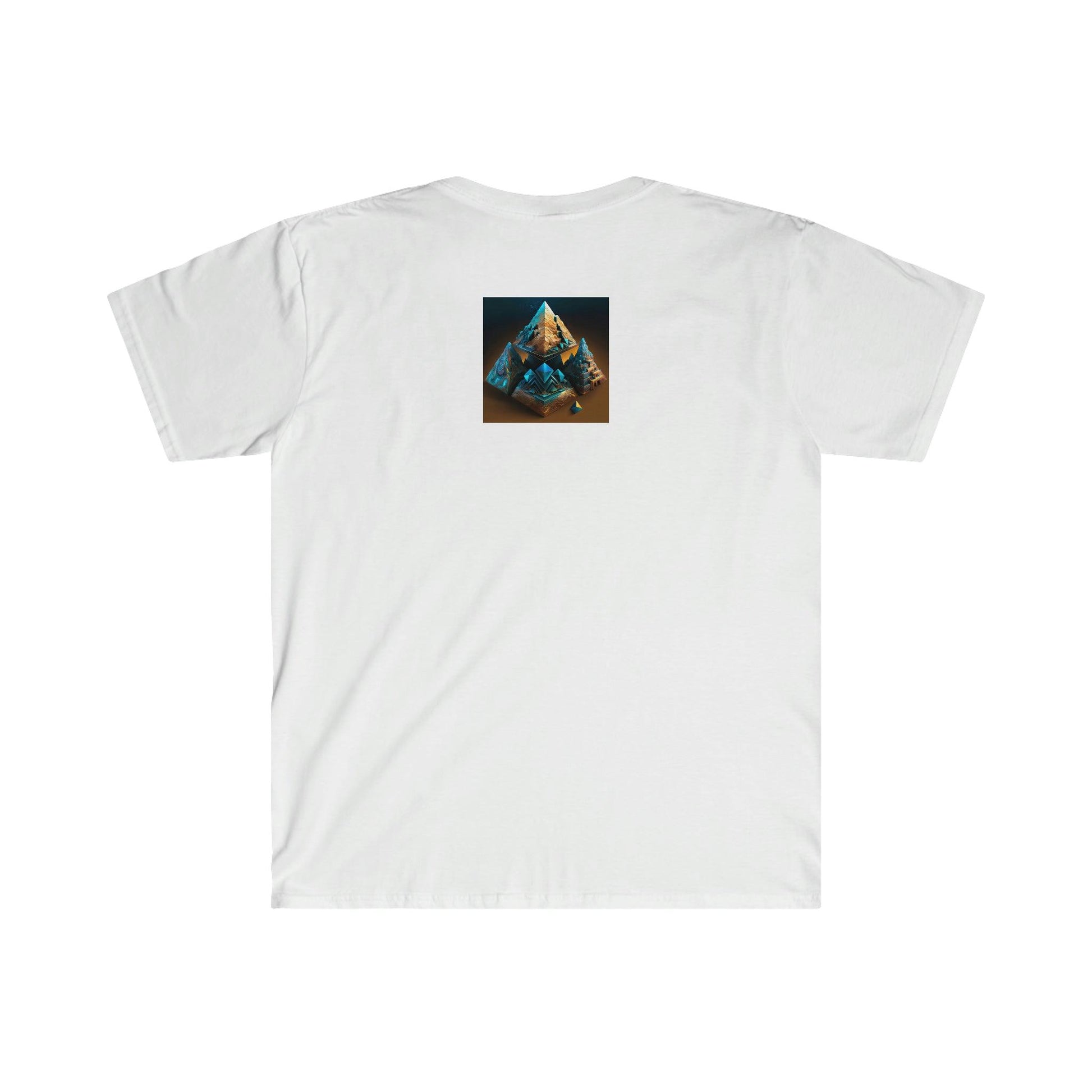 Visionary Ai Art Men's and Women's Unisex Soft Style T-Shirt for Festival and Street Wear Pyramids v3.1 - Alchemystics.org