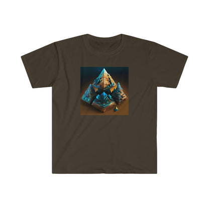 Visionary Ai Art Men's and Women's Unisex Soft Style T-Shirt for Festival and Street Wear Pyramids v3.1 - Alchemystics.org