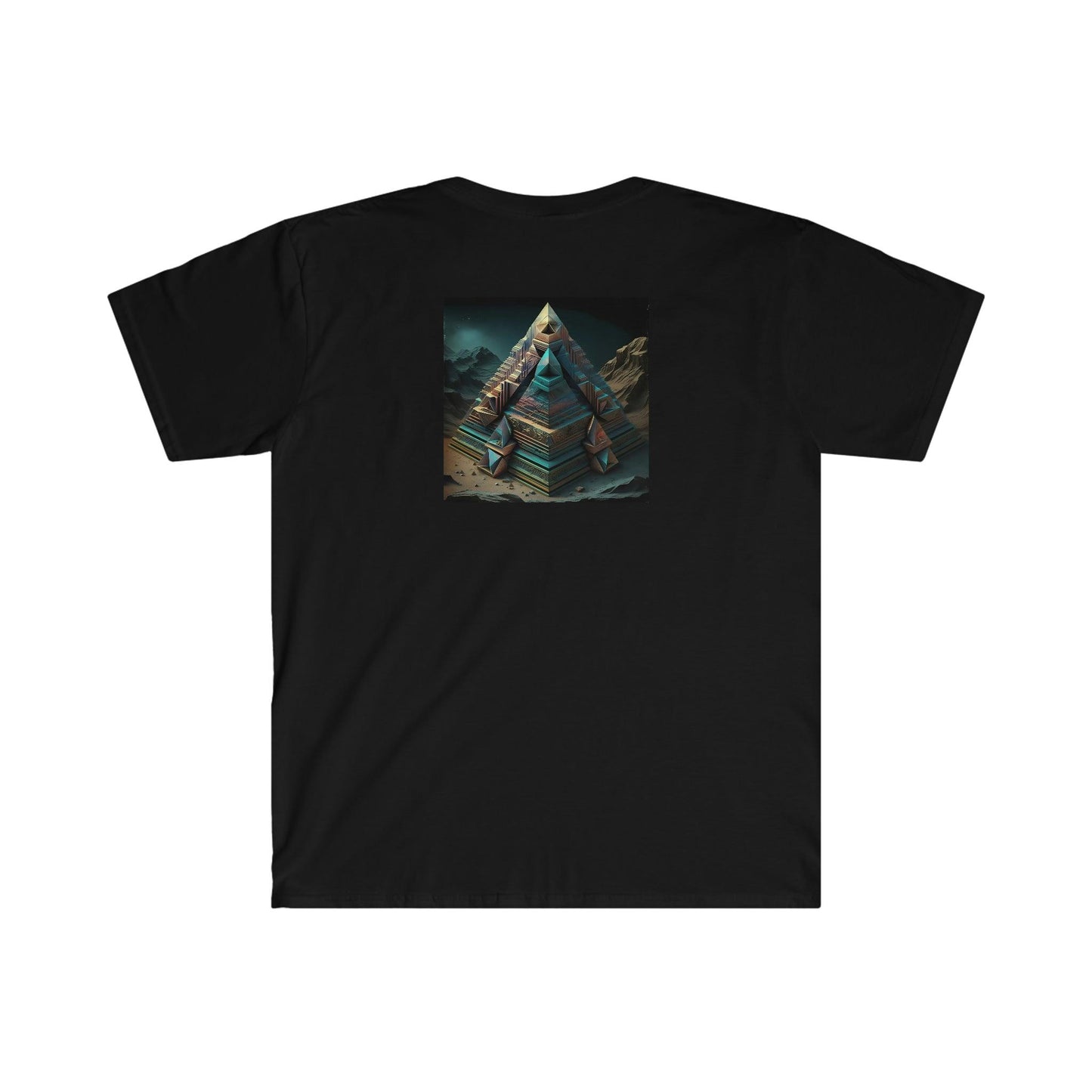 Visionary Psychedelic Ai Art Men's and Women's Unisex Soft Style T-Shirt for Festival and Street Wear Pyramids v1 - Alchemystics.org