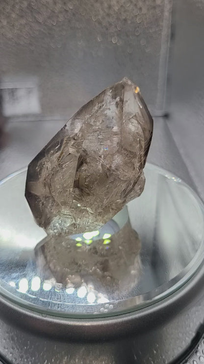 Elestial Smokey Quartz with Rainbows and clay inclusions